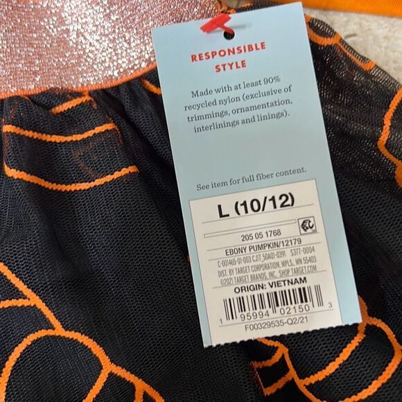 NWT Zoe + Liv Cat & Jack Kids' Orange Black Pumpkin Print Mesh Skirt Set Small H - Picture 5 of 5